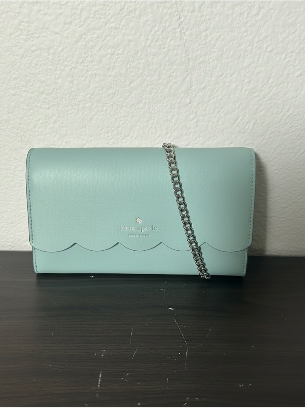 Kate Spade Gemma Wallet On Chain Crossbody Bag Scallop Blue - Picture 7 of 9